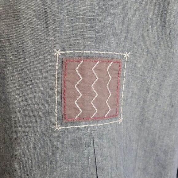 J. JILL shacket gray oversized linen patchwork shirt‎ jacket XS - Picture 4 of 9